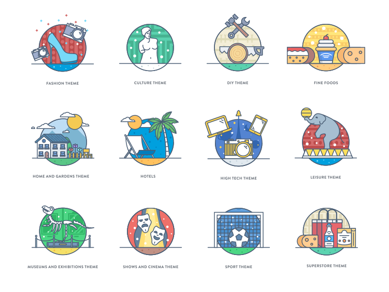 Some new icons circle colorful outline flat fireart studio fireart