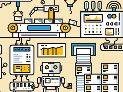 Explanation illustration fireart fireart studio flat how it works mobile outline robot