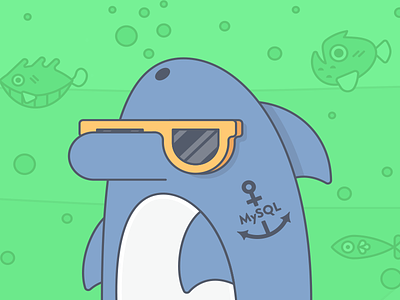 MySQL dolphin fireart fireart studio fish glasses illustration ocean programming sea sql tattoo
