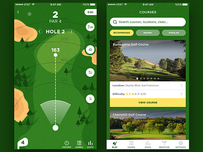 Golf app android app design fireart fireart studio golf interface ios mobile ui ux