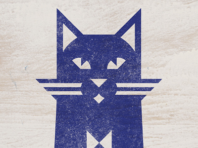 Blue cat cat geometric illustration logo