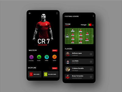 Football app app app design dark theme design dribble football ronaldo ui ux