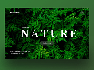 Save Nature Website Concept app app design branding dark theme design ecommerce app illustration typography ui ux