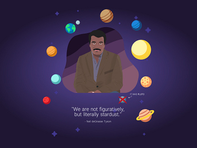 Neil DeGrasse Tyson adobe illustrator flat flat design flat portrait illustration neil degrasse tyson portrait quote