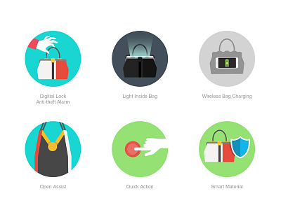 Smart Handbag Icon Set app bag design flat design hand handbag icon icons mobile smart ui website