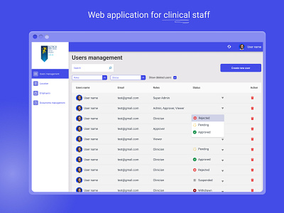 Web application for clinician staff clinician crm design doctor ui ux