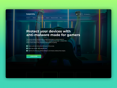Kaspersky Security Cloud Gamers Edition - Landing Page game game mode game online minimalist online page project security site website