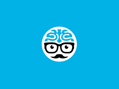 Moustache Man brain glasses logo moustache