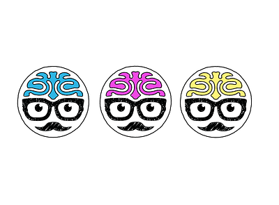 Moustache Men brain cymk glasses illustrator logo moustaches sketch