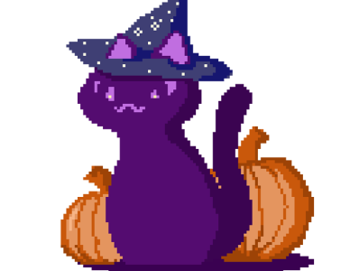 witch cat cat design flat halloween illustration merchandise pixel art retro vaporwave