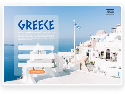 Daily UI #003 - Landing Page blue daily dailyui design greece landing page travel travel agency trip ui ux web web design