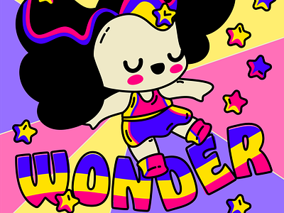 Wonder Girl adobe cute dc comics design flat fun girl girl power graphic design illustration ipad kawaii vector vector art wonderwoman