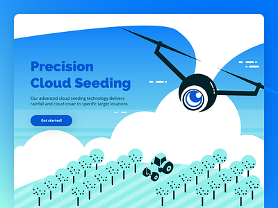 Cloud Seeding airplane art branding cloud concept design farm farming flat graphic design illustration logo prototype rain uav ui ux vec vector vector art