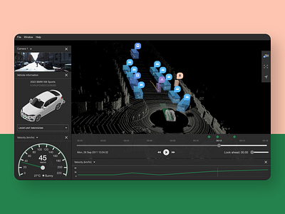 Autonomous Visualization System Redesign 3d accident animation application autonomous autonomous vehicles car data design desktop figma software street timeline ui ux vehicle velocity visual design visualization