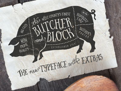 Butcher and Block Typeface butcher catchwords chicken cow farm font meat pig recipe typeface typography vintage