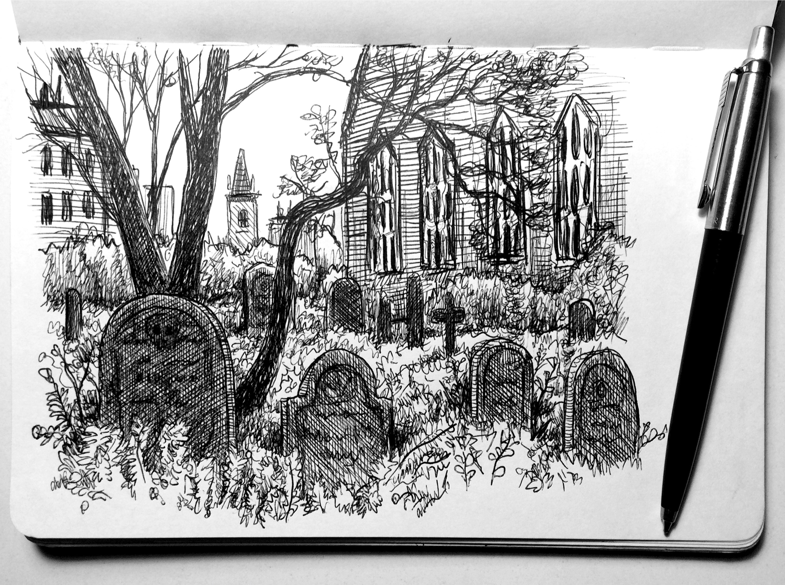 cemetery drawings easy