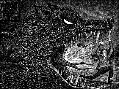 Wolf Chase art artist artwork black drawing horror illustration ink texture