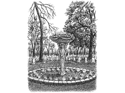 Cemetery Flower Urn art artist artwork cemetery crosshatching drawing hand drawn illustration ink pen and ink pen drawing