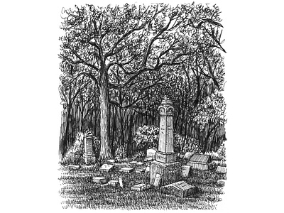 Cemetery Corner art artist artwork cemetery drawing hand drawn illustration ink pen and ink tree