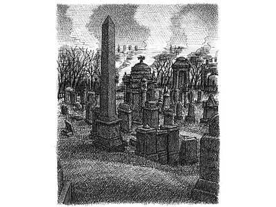Glasgow Necropolis art artist artwork cemetery drawing hand drawn illustration ink scotland