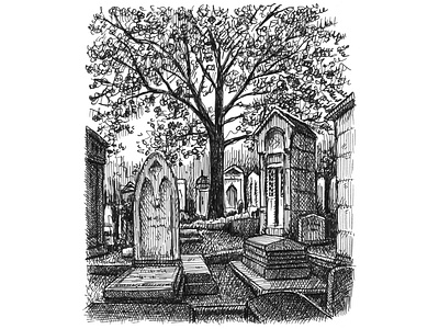 Père Lachaise Cemetery art artist artwork cemetery drawing france hand drawn illustration ink morbid paris