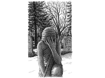 Snow and Sorrow art artist artwork cemetery creepy drawing hand drawn illustration ink morbid