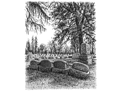 Roll Over... art artist artwork cemetery drawing graveyard hand drawn horror illustration ink ominous spooky