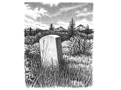 East Glacier Park Cemetery art artist artwork cemetery drawing graveyard hand drawn illustration ink mountains