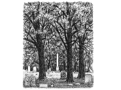 White Obelisk art artist artwork cemetery creepy drawing hand drawn horror illustration ink obelisk trees