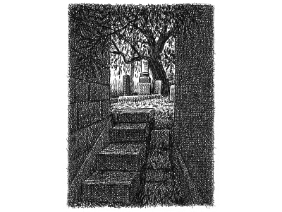 Cemetery Stairway art artist artwork black and white creepy drawing hand drawn illustration ink