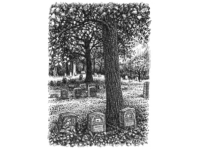 Pet Cemetery art artist artwork cemetery creepy drawing graveyard hand drawn illustration ink morbid spooky tree