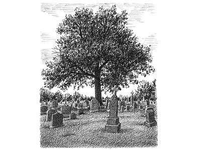 Cemetery Tree art artist artwork cemetery creepy drawing hand drawn illustration ink spooky tree