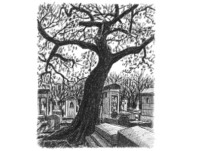Cemetery Tree art artist artwork drawing grave hand drawn horror illustration ink morbid scary tree