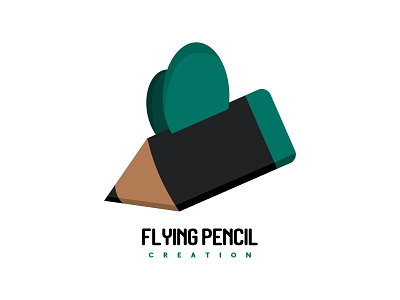Flying Pencil 1 branding design flat flying logo pencil vector