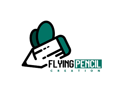 Flying Pencil 2 branding design flat flying logo minimal outline pencil vector