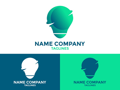 Innovation branding company logo design flat future green imagination innovation lamp logo