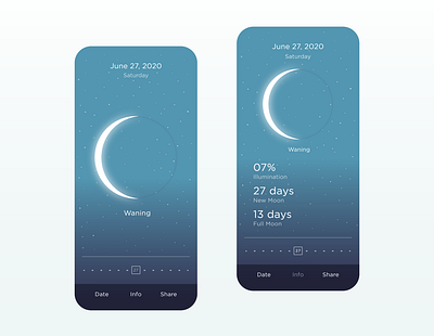 MOON - Current Moon Phase App app astronomy chalender design lunar minimal moon sky space stars ui ux