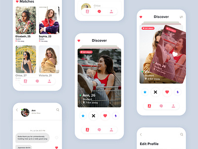 Dating App app chat dating datingapp design information match tinder ui ux