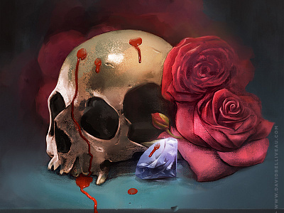 Skull blood diamond roses skull