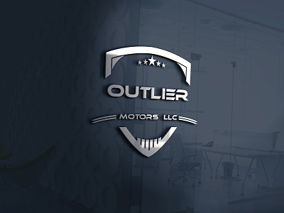 outlier motors llc 3d logo adobe illustrator art branding design flat