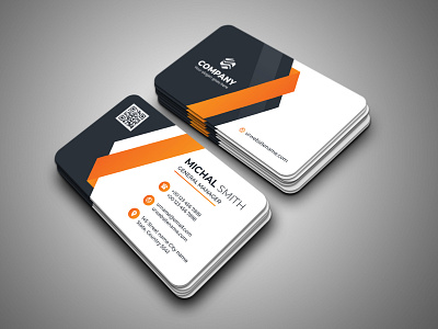 Corporate Business Card abstract black blue business card clean color company corporate creative dark green orange