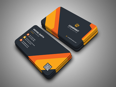 Corporate Business Card abstract black blue business card clean color company corporate creative dark green orange
