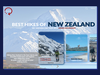 UI Card for New Zealand Hiking Tour hiking new zealand tour ui card