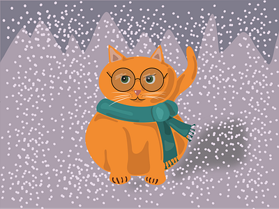 The Ginger Cat animal cat cats gingercat illustration pet snow snowy