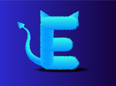 The fluffy and blue "E" letter design evil fluffy illustration illustrator letter