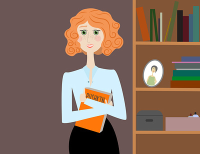 The ginger girl is with a book. beautiful books design ginger gingergirl illustration illustrator istanbul life office style room turkey woman