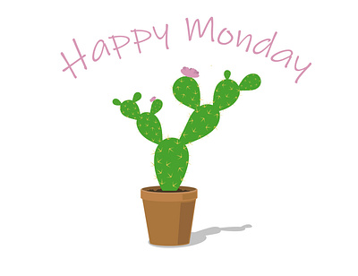 The "Monday" cactus cactus design flower green happy illustration istanbul life monday turkey vector