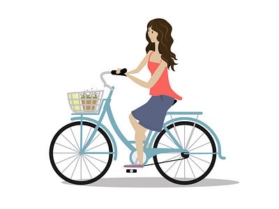 The girl is on a bicycle