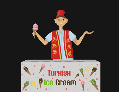 The man sells Turkish Ice Cream design graphic happy holiday ice cream illustration istanbul love meal street food streetart turkey turkish turkish ice cream turkish ice cream vector