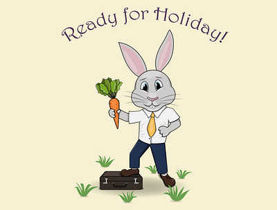 The rabbit is ready for holidays) animal carrot cartoon design happy holiday illustration illustrator istanbul life luggage nature rabbit ready travel traveller turkey vector